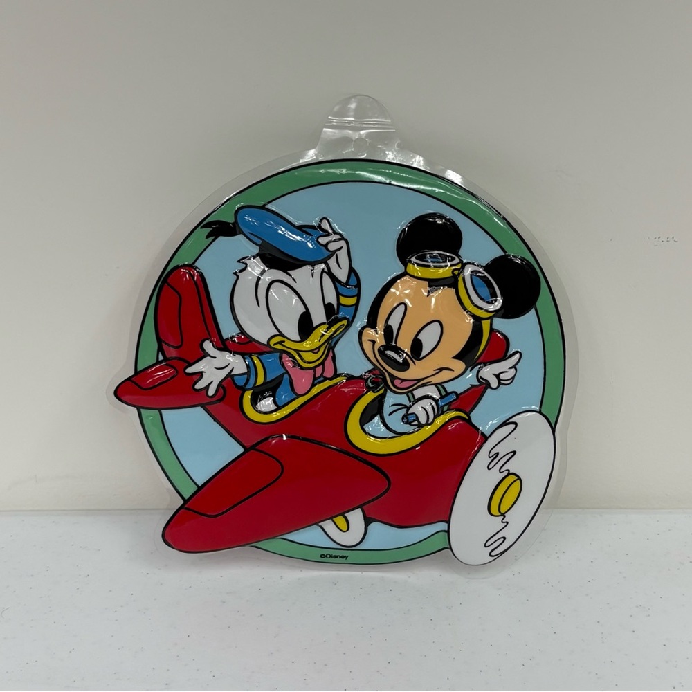 Disney Baby Mickey Mouse & Donald Duck Plastic Airplane Art Vintage Wall Decor